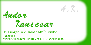 andor kanicsar business card